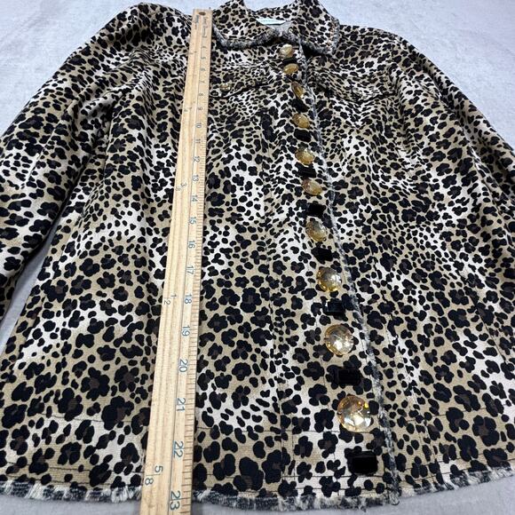 Vtg Laura Ashley Leopard Print Jacket Small Statement Shacket Gems Maximalist - Picture 6 of 8